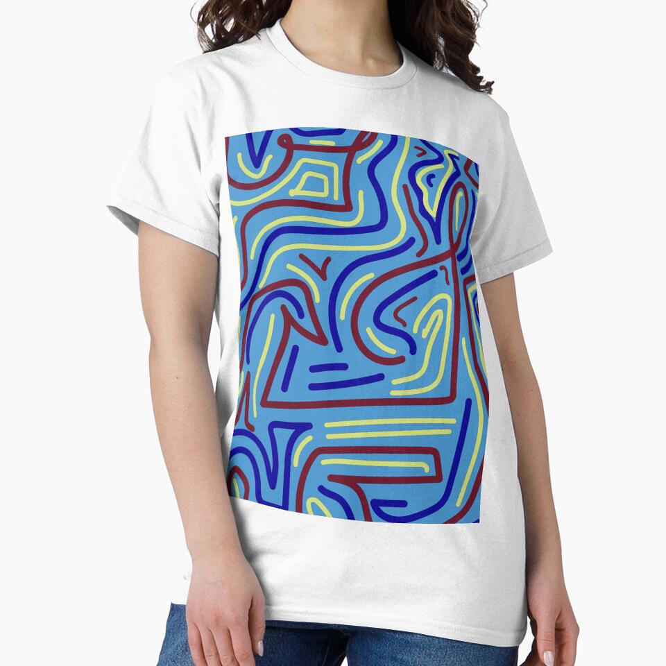 90s movie theater inspired funky swirling pattern- Modern Life by studioarchive Unisex , , , Long Sleeve Tee