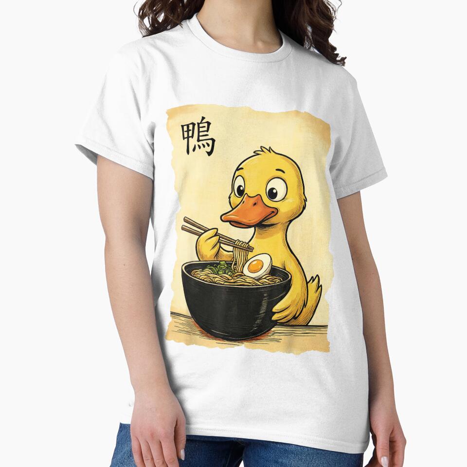 Cute Duck Eating Ramen Noodles - Kawaii Japanese Food Lover by Bongocomic Unisex , , , Long Sleeve Tee