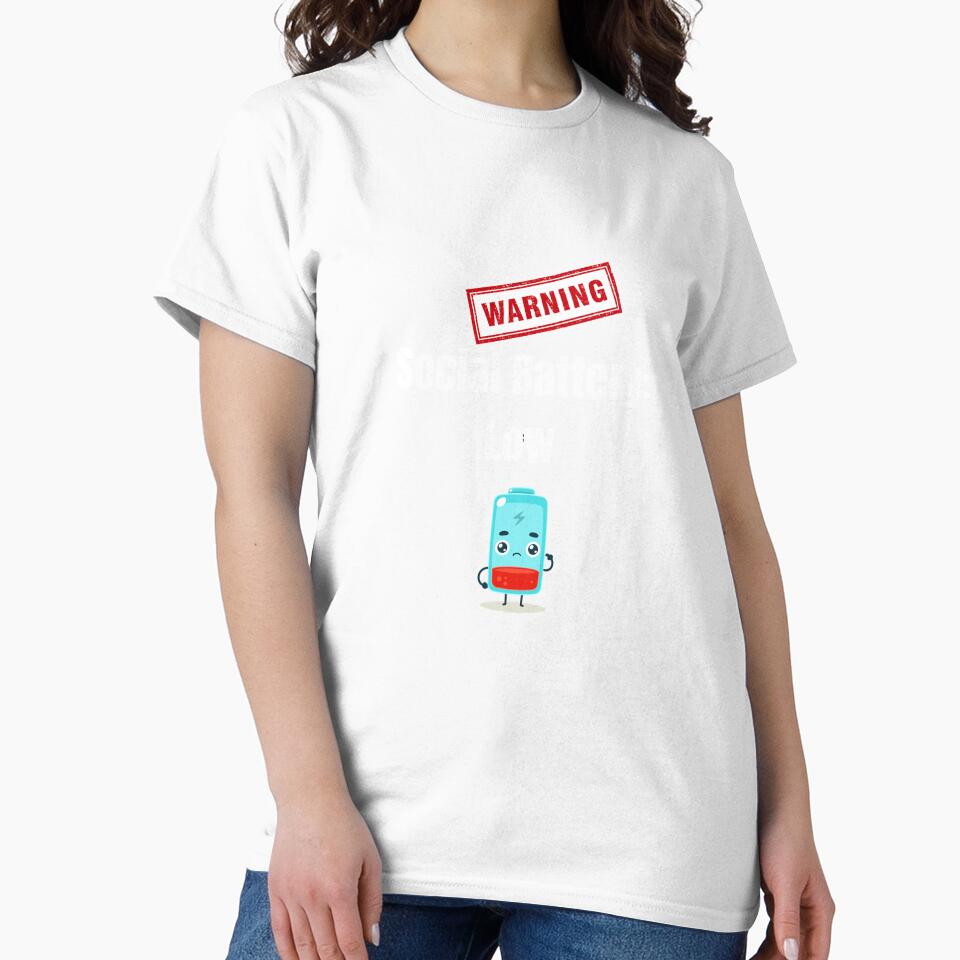Social Battery Low Funny Introvert Humor Long Sleeve by gidget-gadget Unisex , , , Long Sleeve Tee