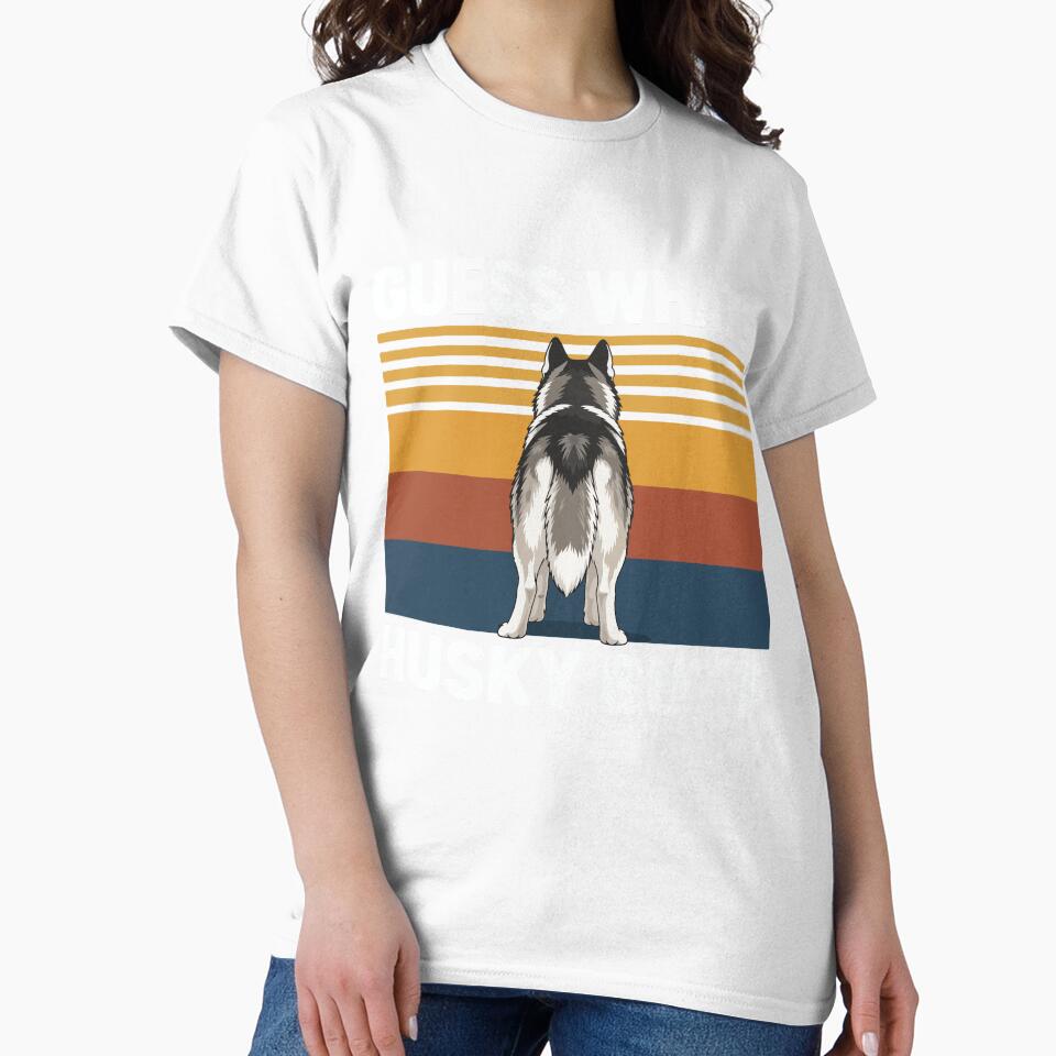 Guess What Husky Butt Funny Husky Dog Lover Gift Cute Fluffy Dog Humor by kiralynstration Unisex , , , Long Sleeve Tee