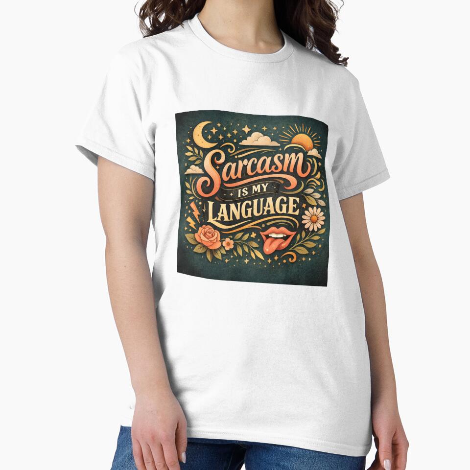 Sarcasm Is My Language – Aesthetic Typography Design by Sanika arts Unisex , , , Long Sleeve Tee
