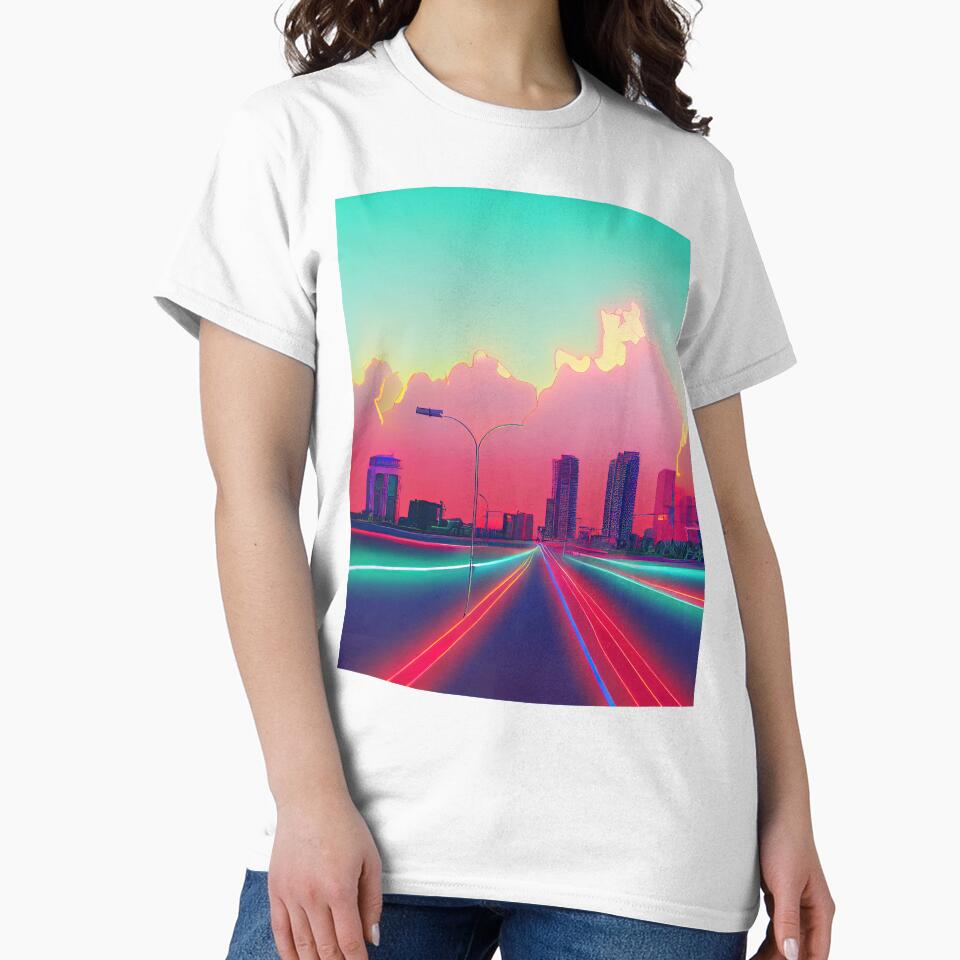 Long Beach Neon Vaporwave by ComicsFactory Unisex , , , Long Sleeve Tee
