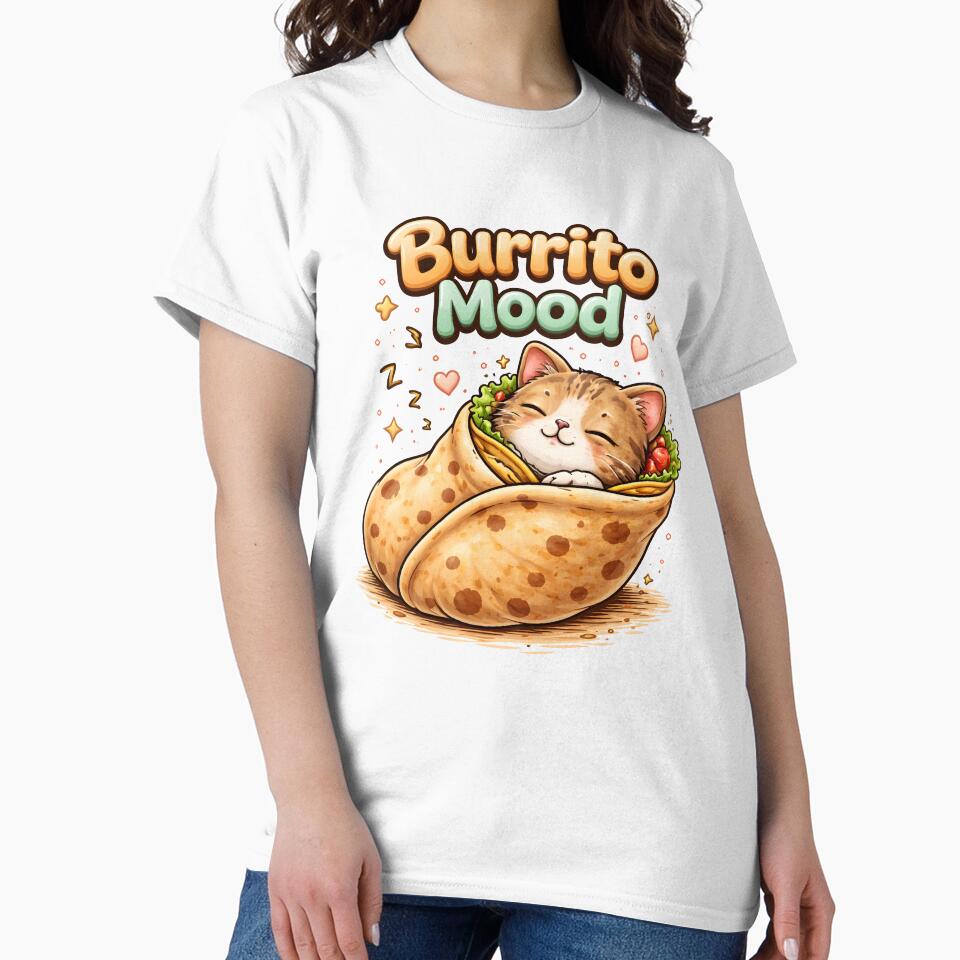 Burrito Mood Kawaii Sleeping Purrito Cat. by Mr Lee Unisex , , , Long Sleeve Tee