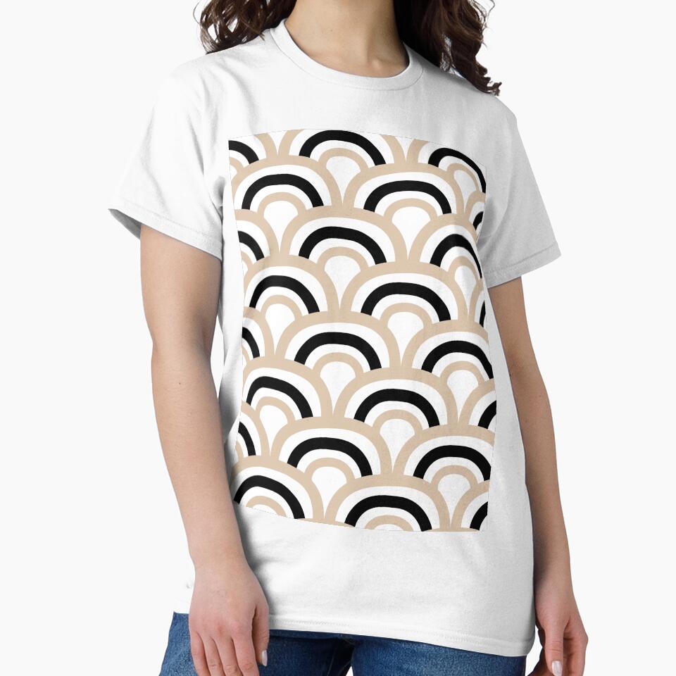 Brown Black and White Scallop Stripe Pattern Pairs DE 2022 Trending Color Cliff's View DEC720 by ColorOfTheYears