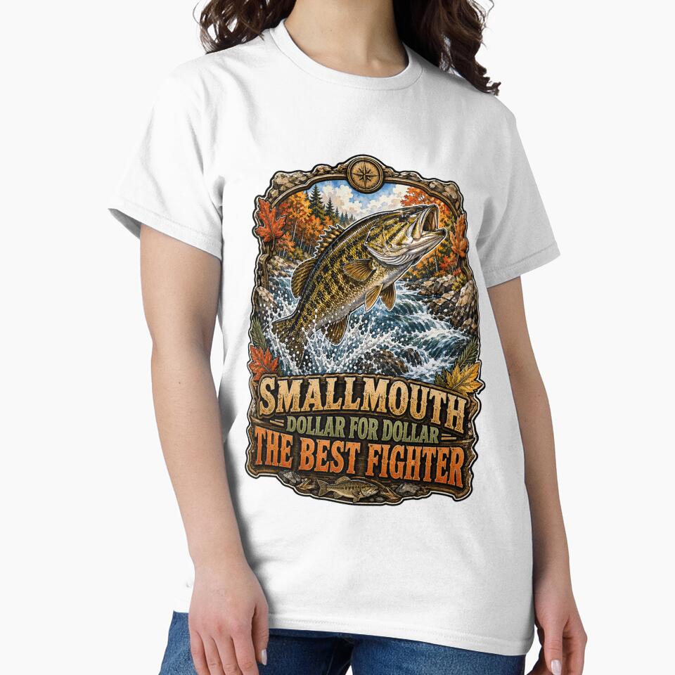 Fishing Design Smallmouth Bass Dollar for Dollar The Best Fighter by fantasticdesign Unisex , , , Long Sleeve Tee