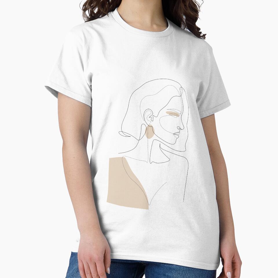 Two Line Girl Profile Portrait Art by roseanger