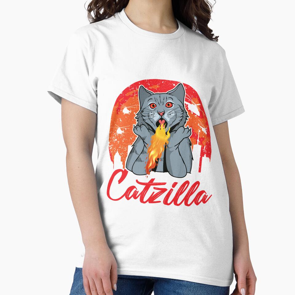 Catzilla funny cute cat lover design by micreations