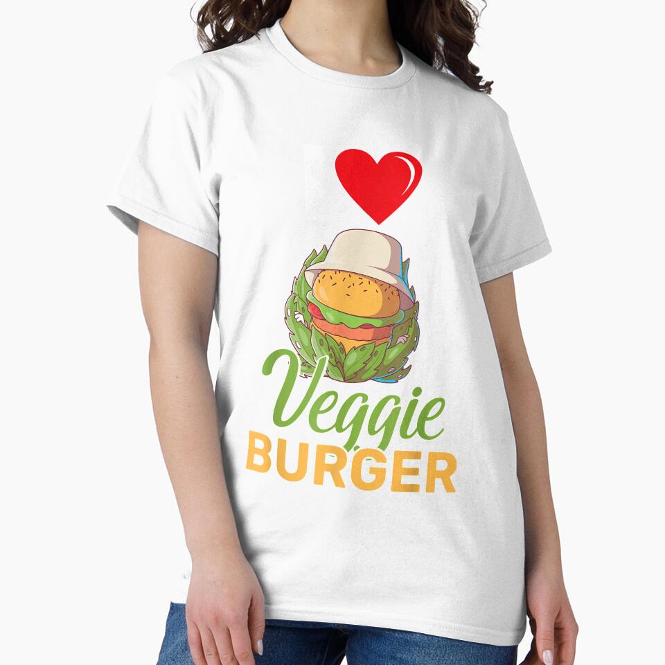 I Love Veggie Burger Restaurant Fries Ketchup Bun Burger by ninapfvu Unisex , , , Long Sleeve Tee