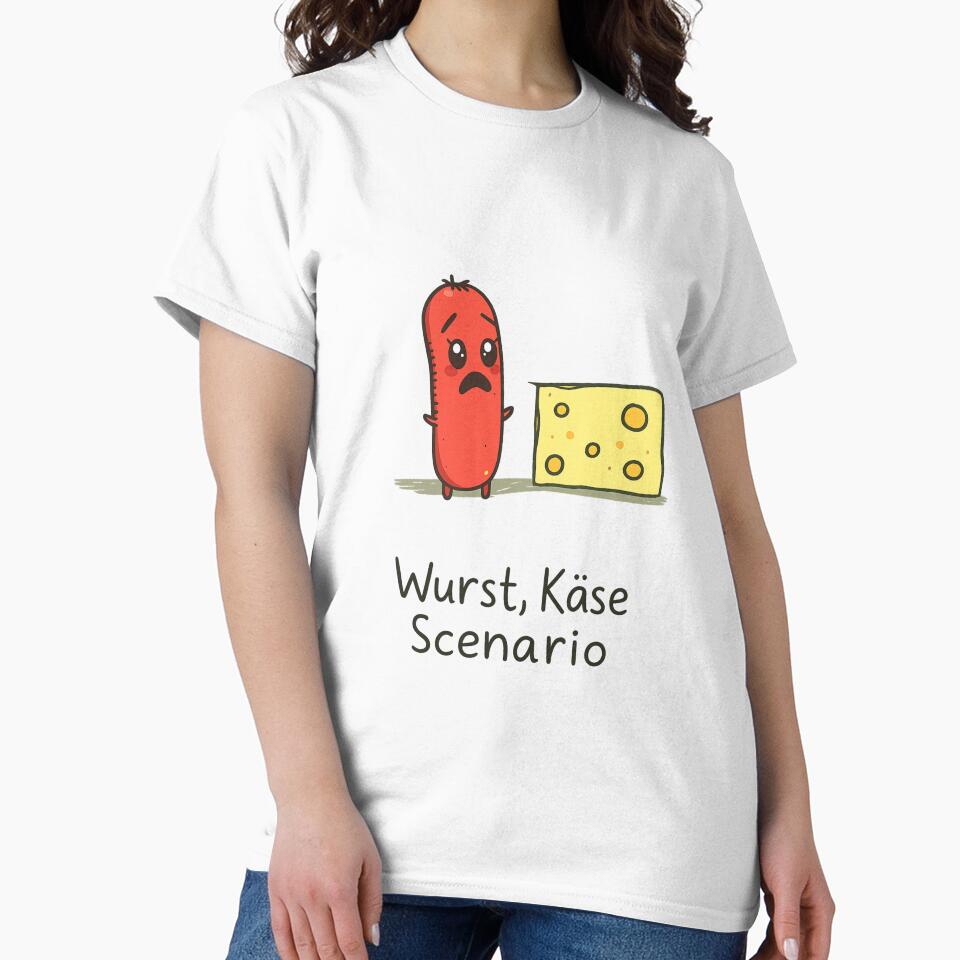 Wurst Käse Scenario – Funny German Food Pun by Planthem Unisex , , , Long Sleeve Tee