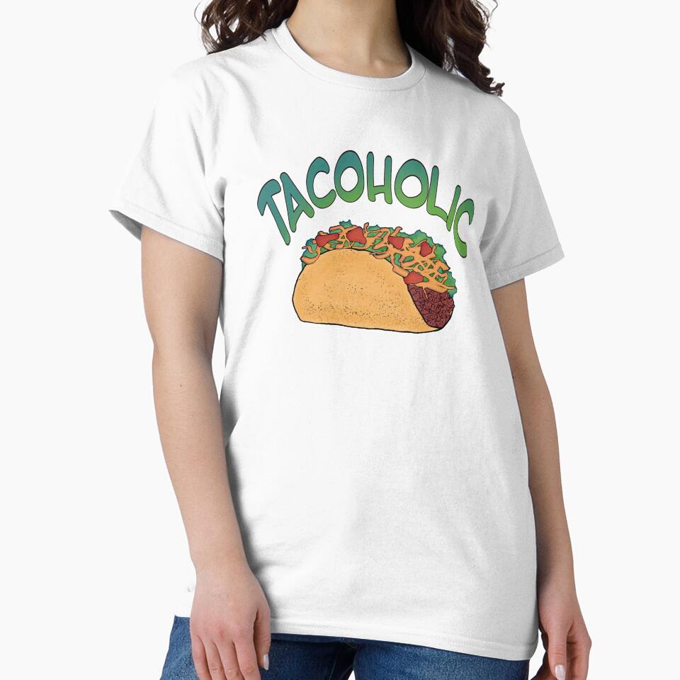 Tacoholic fun graphic taco design by StephJChild Unisex , , , Long Sleeve Tee