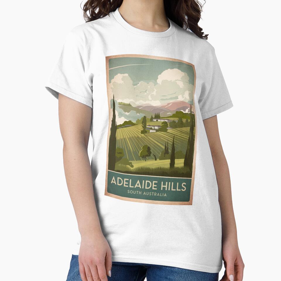 Adelaine Vintage Travel Poster by TravelerRat Unisex , , , Long Sleeve Tee