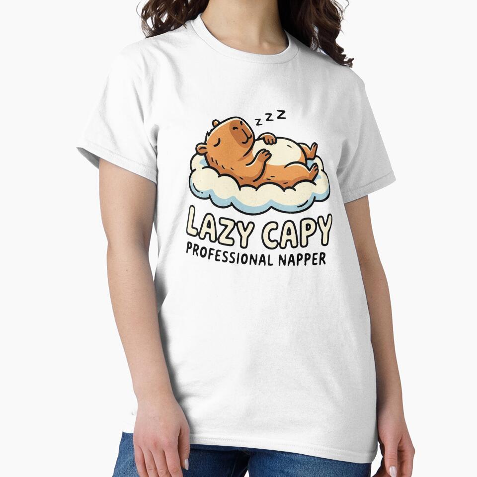 Lazy Capy Funny Capybara Napping Lazy Cute Capybara Introvert by Yellowriversss Unisex , , , Long Sleeve Tee