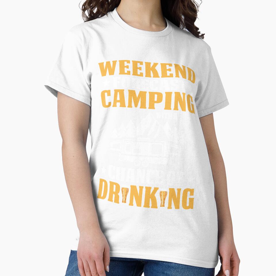 Camp Funny Weekend Forecast Camping with A Chance of Drinking by mmos Unisex , , , Long Sleeve Tee