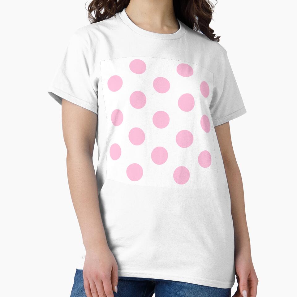 Large COTTON CANDY PINK and WHITE POLKA DOTS by RachelMacht Unisex , , , Long Sleeve Tee