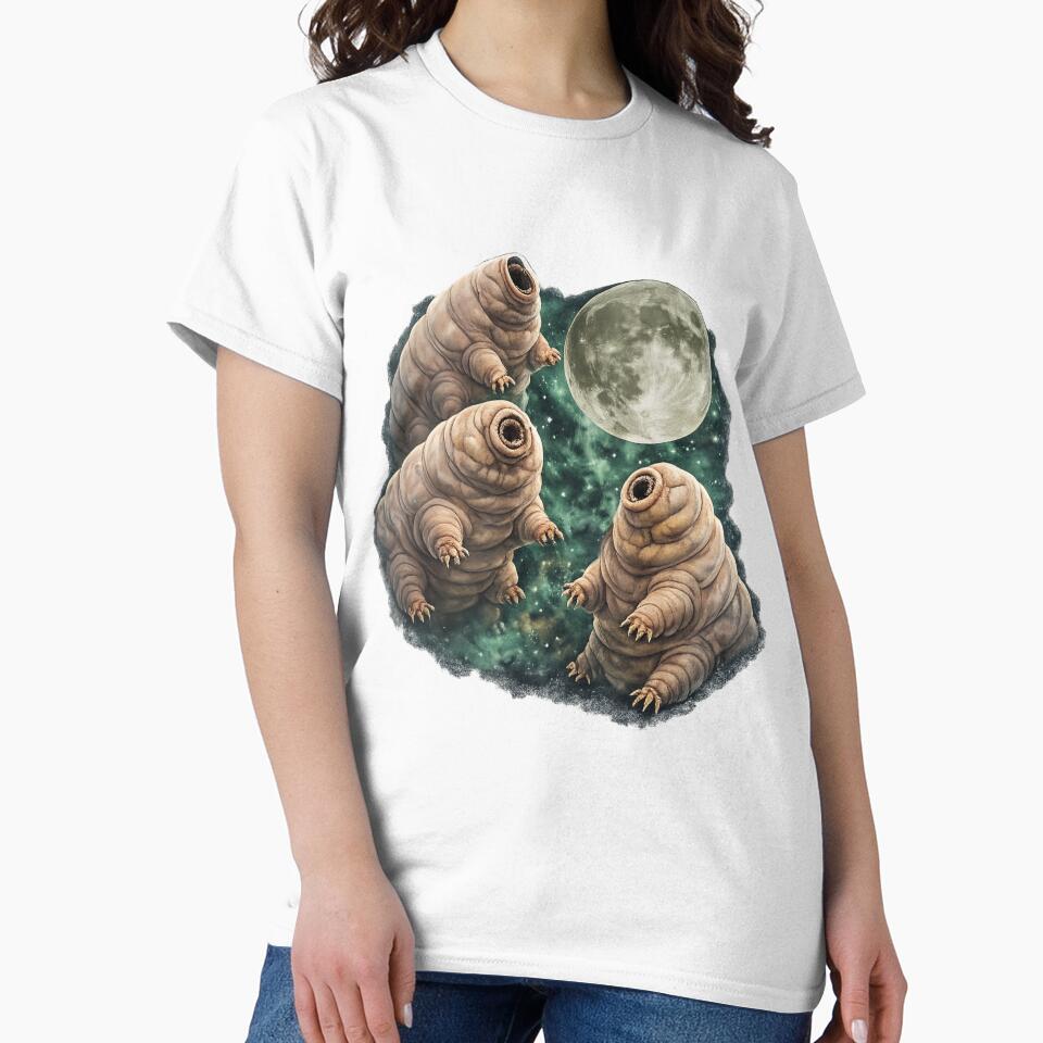 Tardigrades Howling at the Moon by cosmocene Unisex , , , Long Sleeve Tee