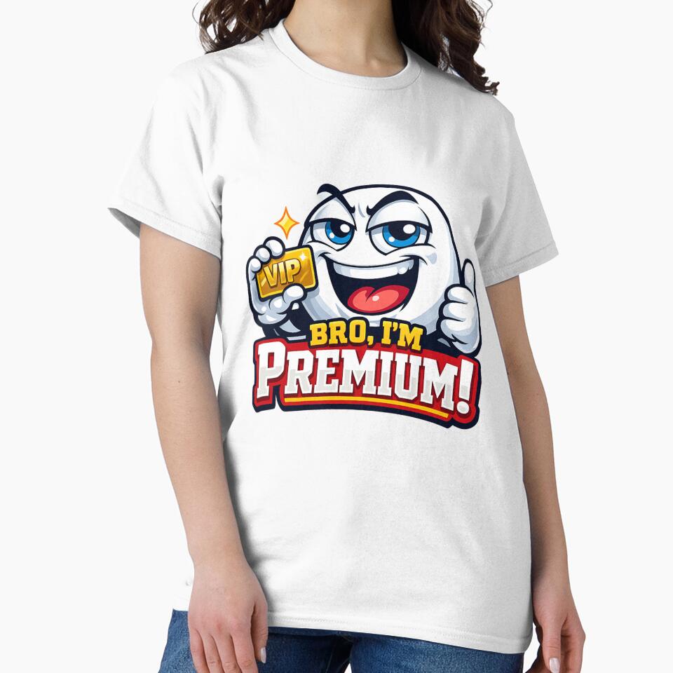 Bro, I’m Premium – Funny VIP Gold Card Graphic Tee | Cool Meme Cartoon Shirt for Men & Women by 92160057