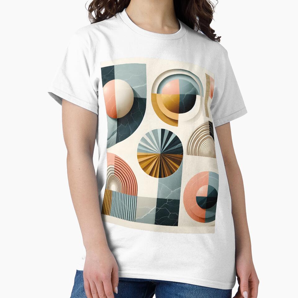 Mid-century modern geometric shapes with colorful marble textures by BlackCatspet1