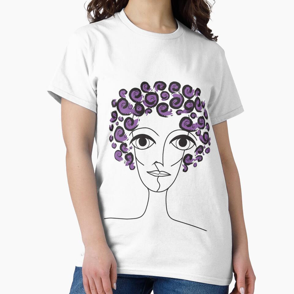 Lineart Portrait  Woman with Purple Curly hair by ZoJovArt