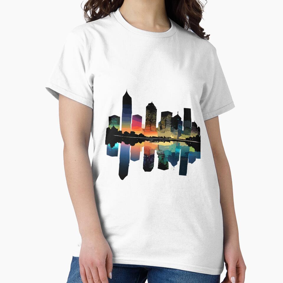 metropolis reflected in the water by Firas Aljazzar Unisex , , , Long Sleeve Tee