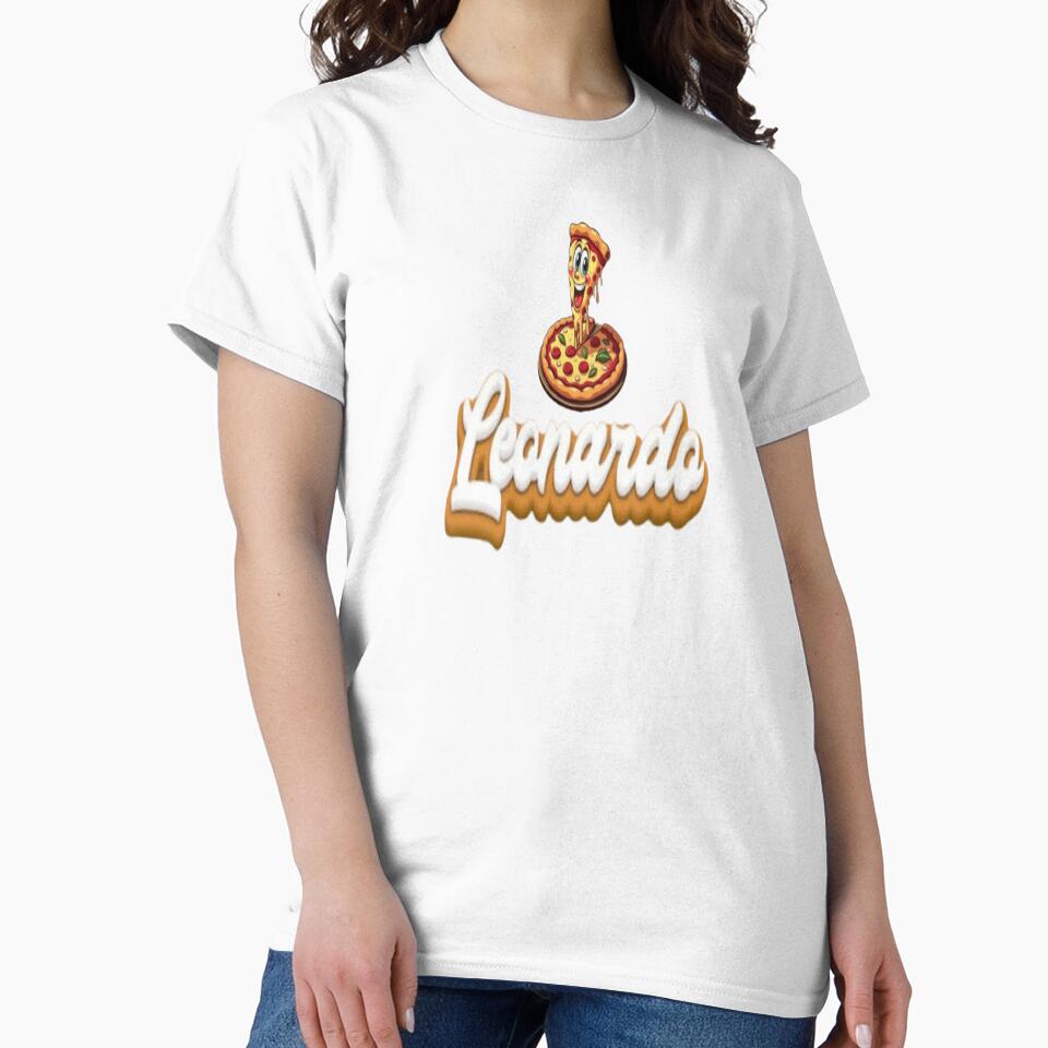 Leonardo Pizza Lover Typography by PrashaDesigns Unisex , , , Long Sleeve Tee
