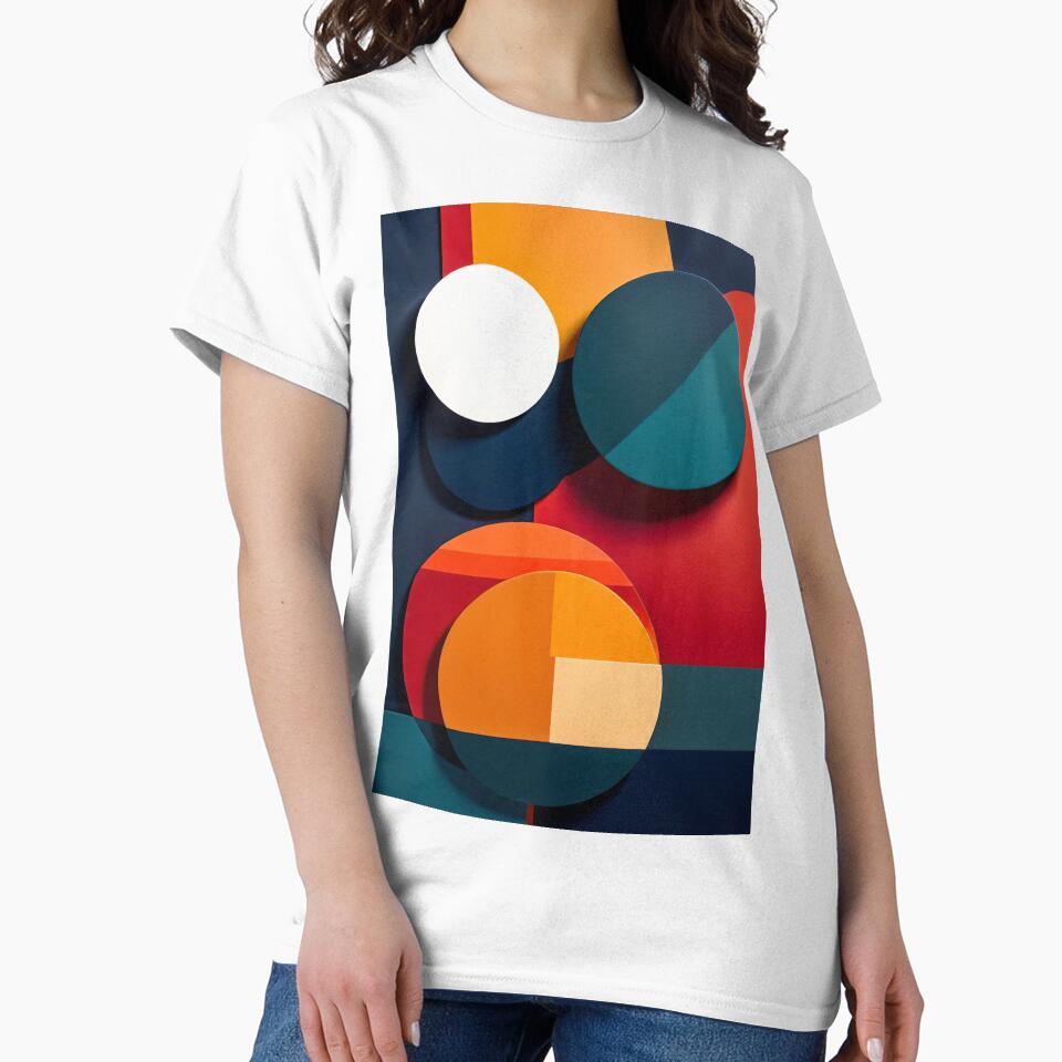 Modern Geometric Circles and Blocks in Red Orange Teal and Navy with Minimal Layered Design by Mimoshi ⭐⭐⭐⭐⭐