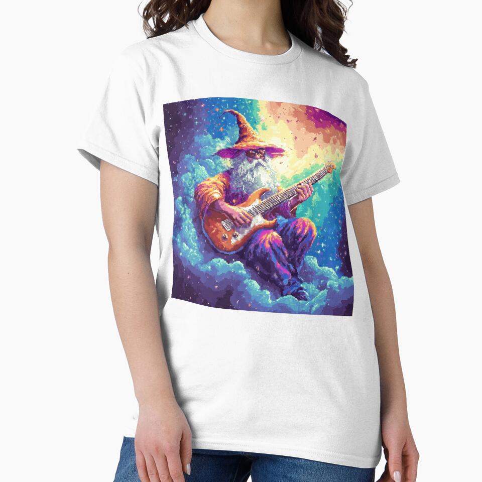 Rainbow Wizard Playing Guitar by Kaos-Bit Unisex , , , Long Sleeve Tee