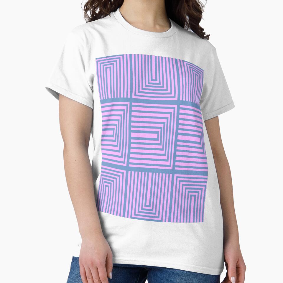 Mid Mod Op Art in Pink and Blue by JuneJournal