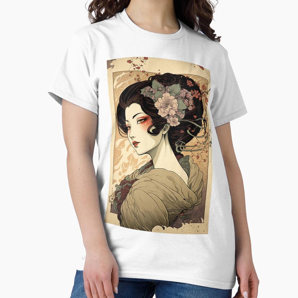 Japanese Woman in Spring - Art Nouveau Style by ArtNouveauChic Unisex , , , Long Sleeve Tee