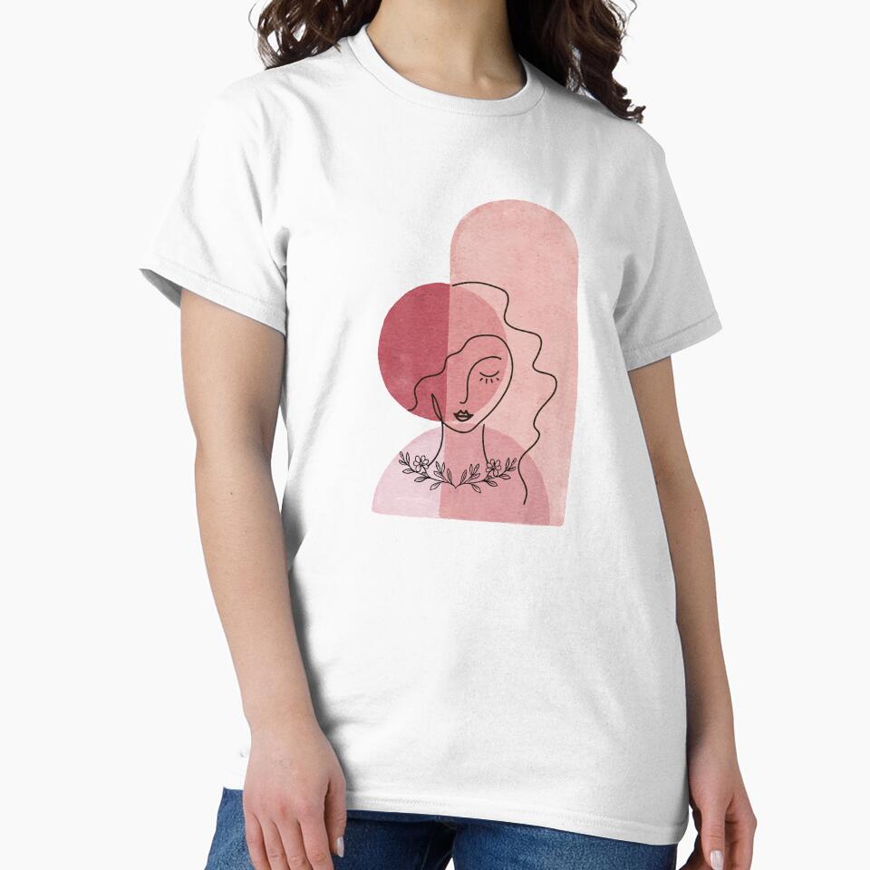 Soft Pink Abstract Woman Line Art by SoftCo