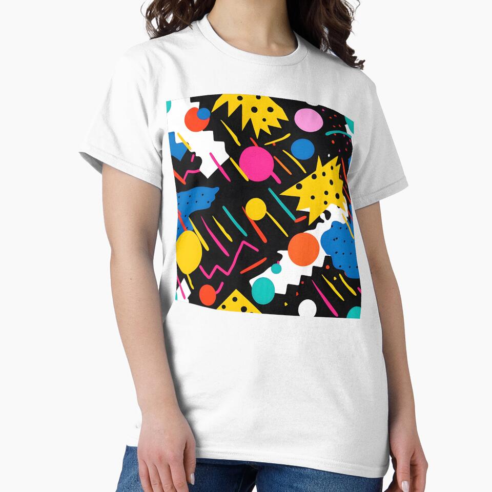 Pop Art Pink, Blue And Yellow Vibrant Abstract by DEC02 Unisex , , , Long Sleeve Tee
