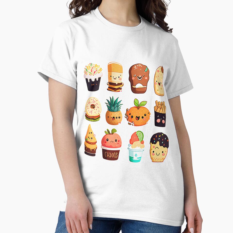 #5 Cute happy food dessert sticker pack by KawaiiFoodArt Unisex , , , Long Sleeve Tee
