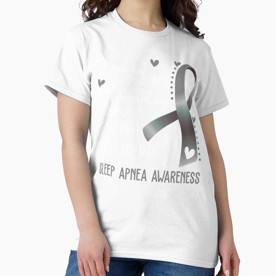 Today And Everyday I Support My Hero Sleep Apnea Awareness Warrior Gifts by hvoid41 Unisex , , , Long Sleeve Tee