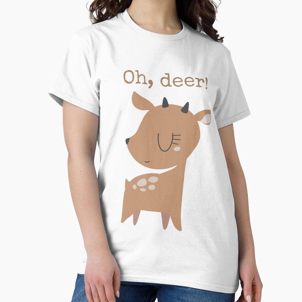 Oh, deer! - Cute Funny Pun by HappyDoodlen Unisex , , , Long Sleeve Tee