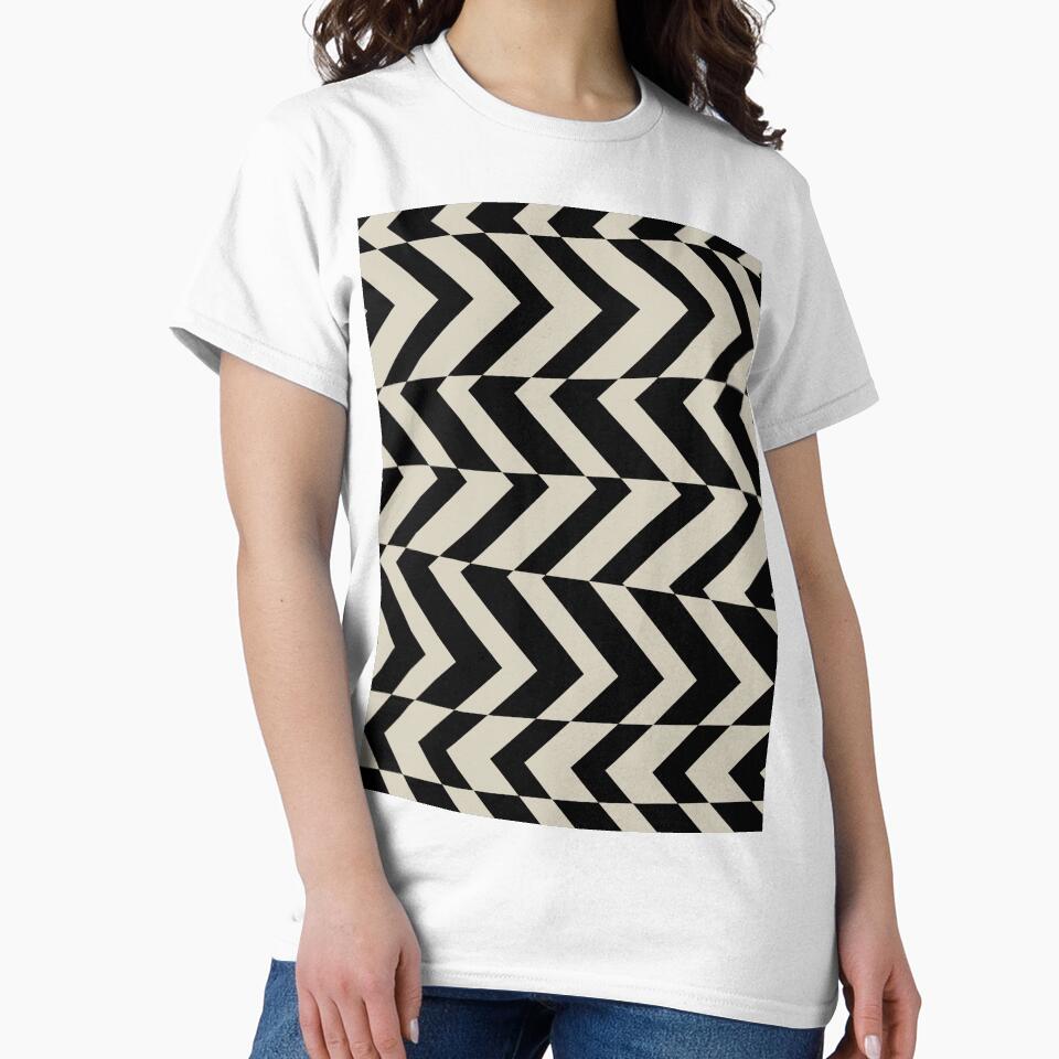 Black and Tan Retro Chevron Stripe Pattern Pairs DE 2022 Popular Color Doric White DET641 by ColorOfTheYears