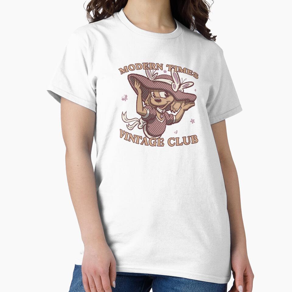 modern times vintage club - cartoon cute dressed puppy by hayrpictures Unisex , , , Long Sleeve Tee
