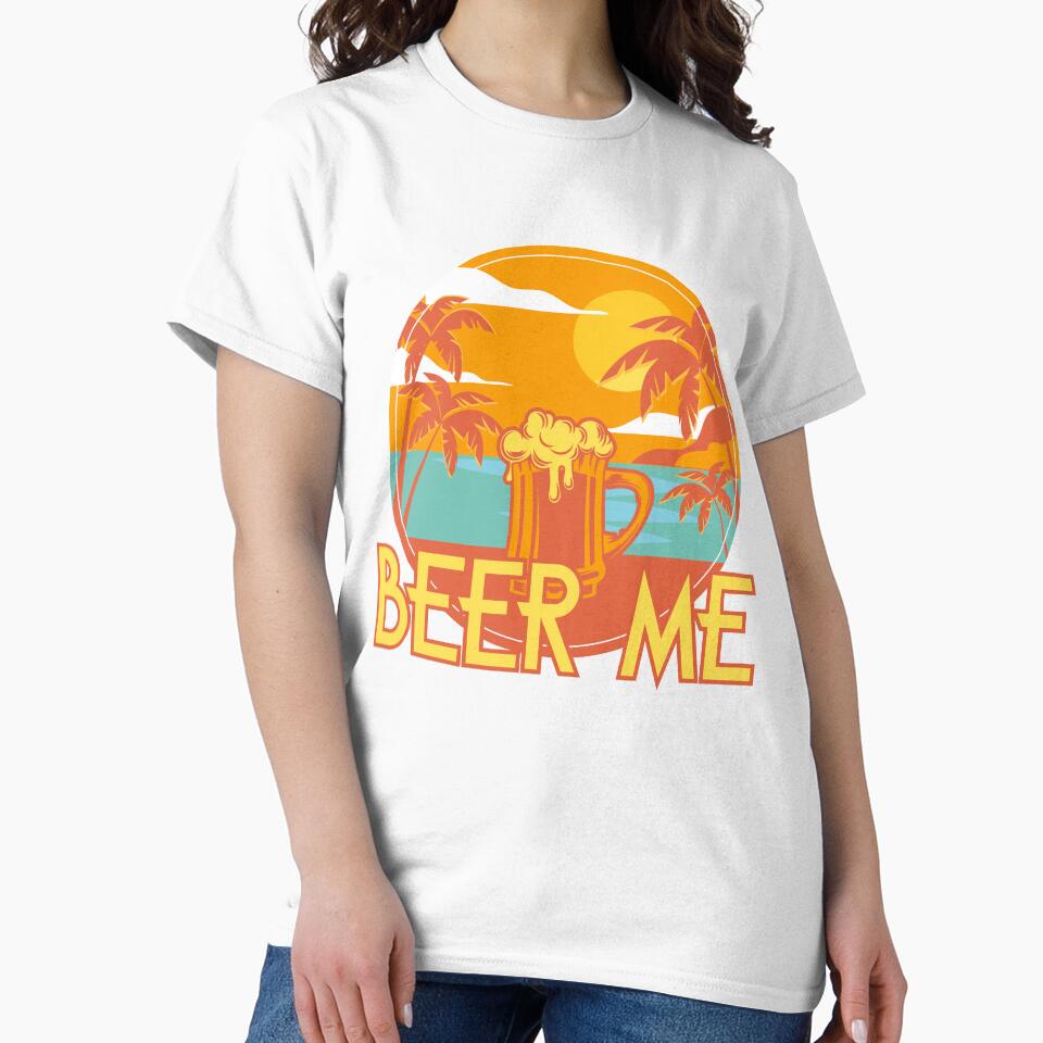Retro California Hippie Beach Drinking Beer Me Gift by simplytldr Unisex , , , Long Sleeve Tee