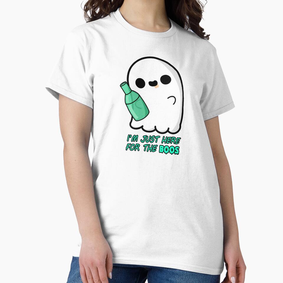 Cute Cartoon Ghost|| I'm Just Here for the Boos || Kawaii Halloween by cookingwithten Unisex , , , Long Sleeve Tee