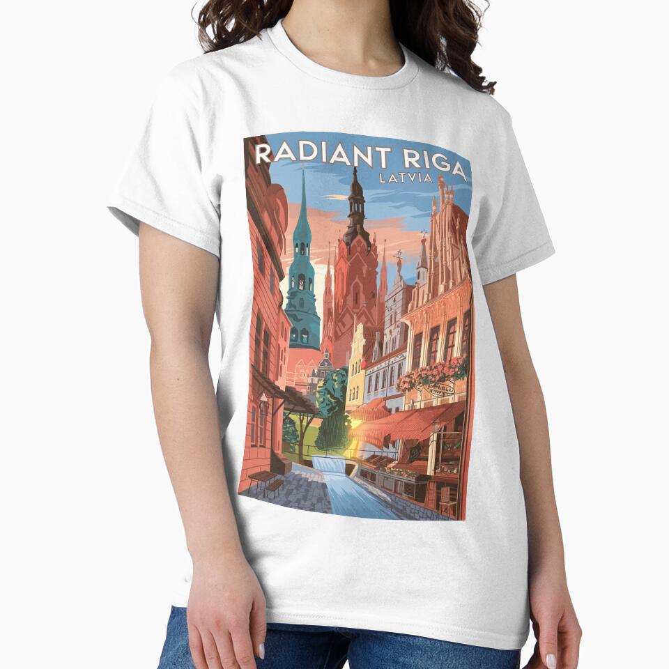 Riga Vintage Travel Poster by TravelerRat Unisex , , , Long Sleeve Tee