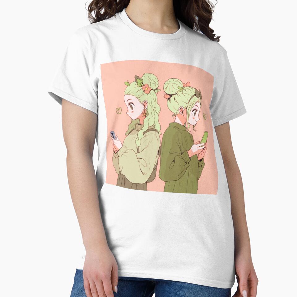 Kawaii Anime Twins with Smartphones – Cute Pastel Anime Design by madkiitten