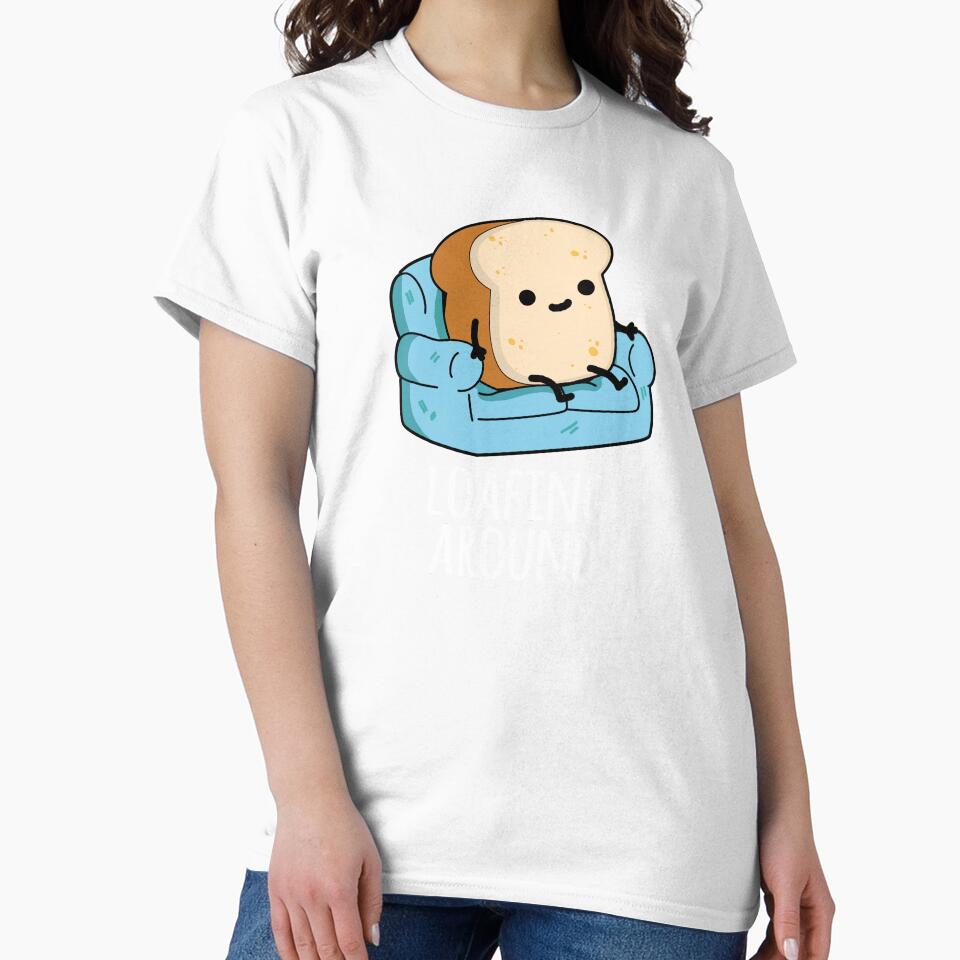 Loafing Around Funny Bread Pun (Dark BG) by punnybone Unisex , , , Long Sleeve Tee