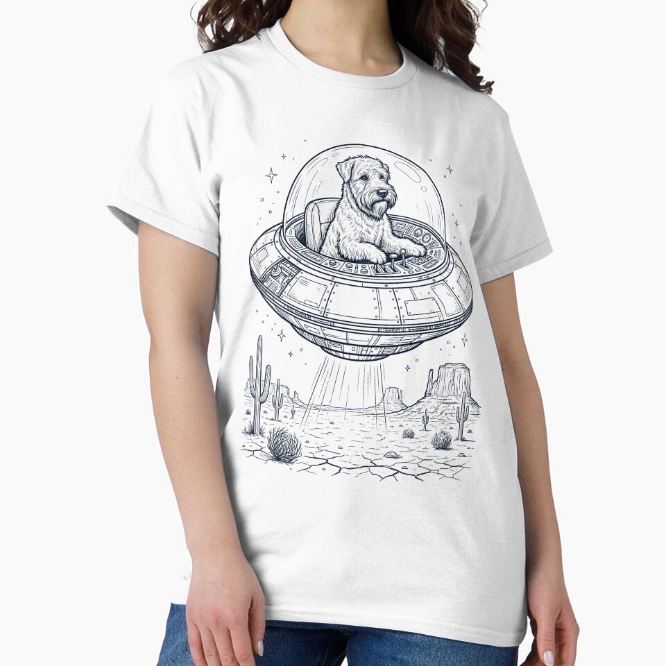 Vintage Soft Coated Wheaten Terrier Riding UFO Dog Mom Dad Lover by DoodleTortle