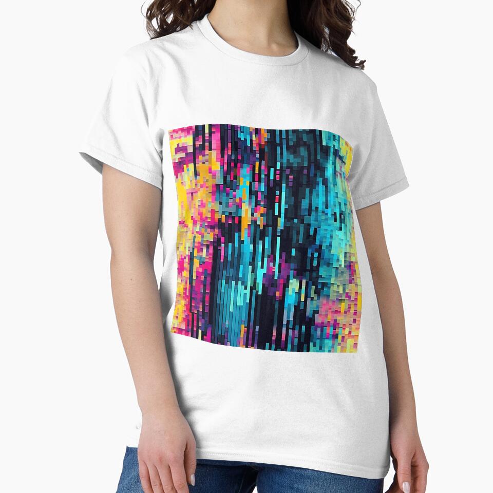 Glitch Art - Freedom glitch art - pixel artwork by Pixelboys Unisex , , , Long Sleeve Tee