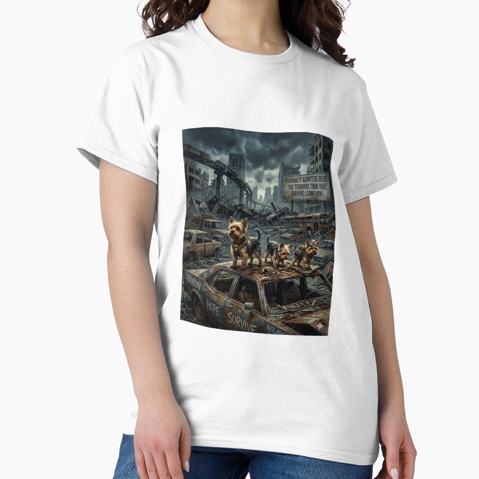 Apocalypse Yorkie Survivors Shirt – Dark Humor Dog Tee by Tiny Tyrant Co. Unisex , , , Long Sleeve Tee