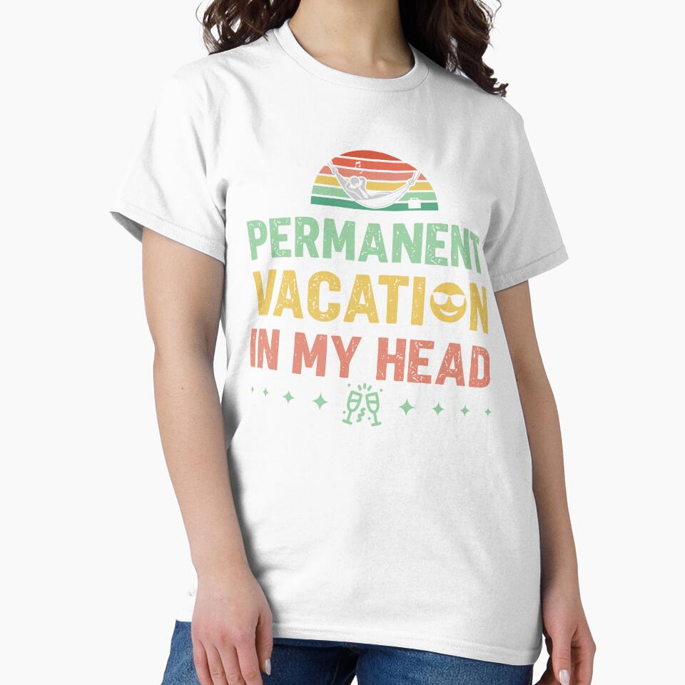 Permanent vacation in my head - Sarcastic Quote Design by Merrko-Atelier Unisex , , , Long Sleeve Tee