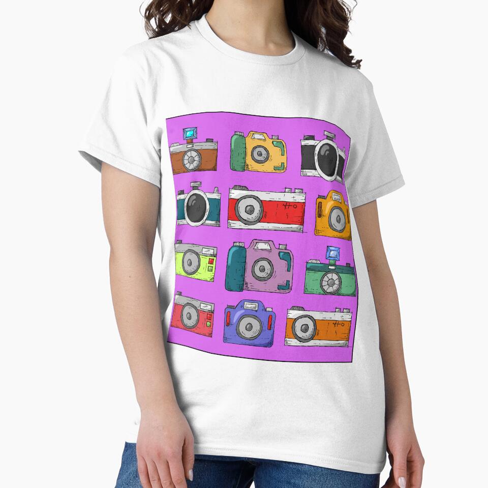Cameras on Dark Pink by KATKattalestv Unisex , , , Long Sleeve Tee