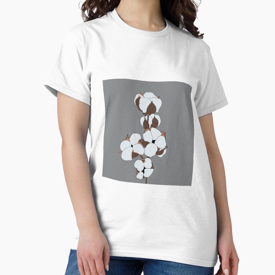 Botanical illustration | Flowering branch cotton by mariline-design Unisex , , , Long Sleeve Tee
