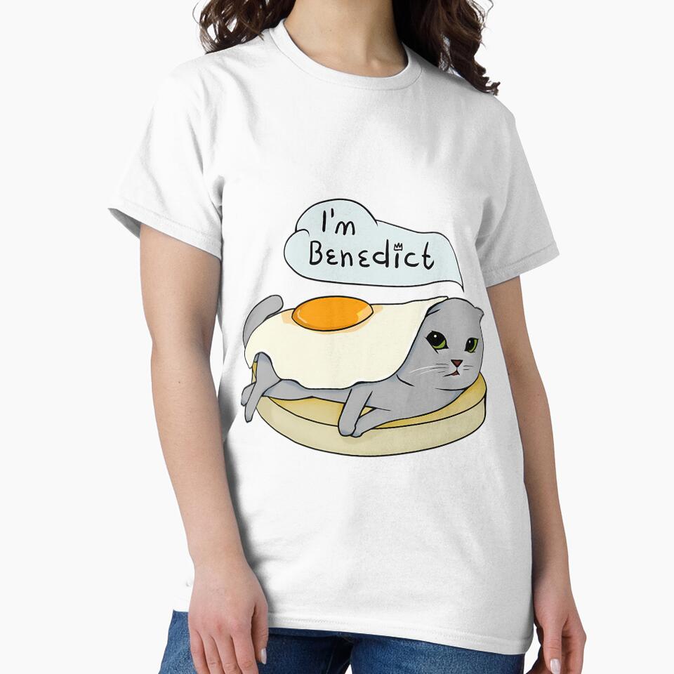 Cat Eggs Benedict Food Pun by hdukiyxgb46 Unisex , , , Long Sleeve Tee