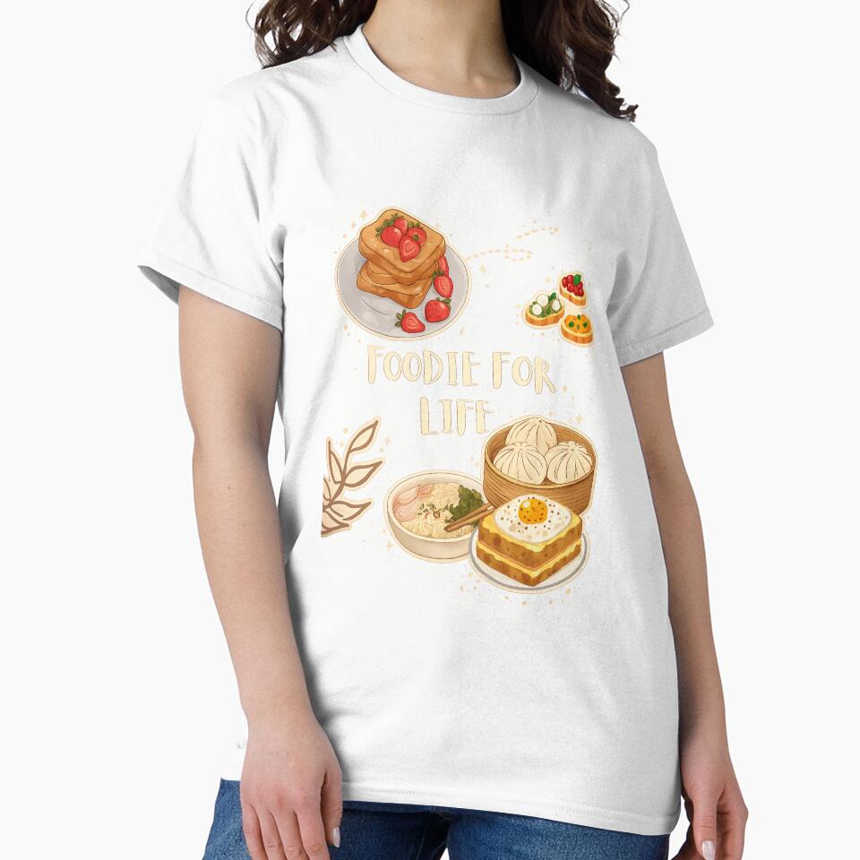 Foodie for Life – Cute Food Lover Watercolor Aesthetic Design by ravenRM Unisex , , , Long Sleeve Tee