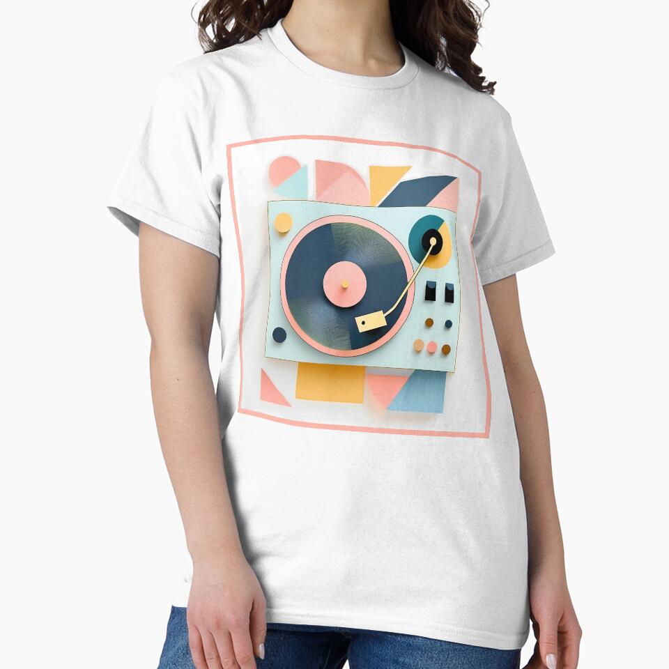DJ Turntable in a Party Event as Bauhaus Style Retro Vintage Art in Pastel Colors by OzzFrequency