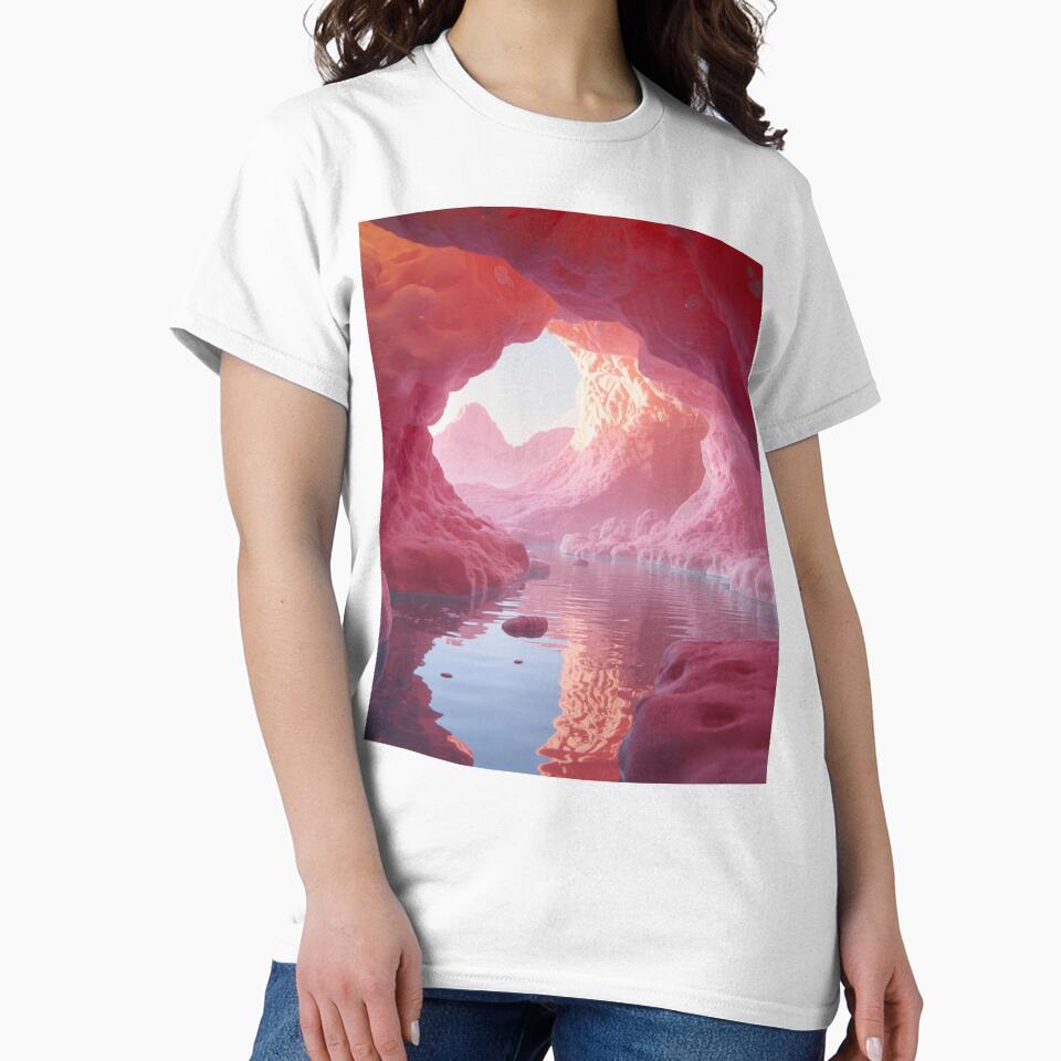 Pink Dream Cave - Surreal Landscape Art by MARSHORY Unisex , , , Long Sleeve Tee